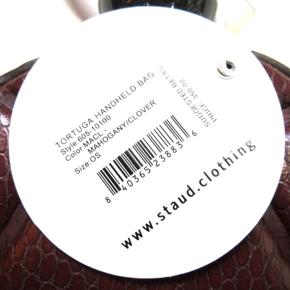 NWT STAUD Tortuga Handheld Bag in Mahogany Clover Turtle Bag Purse $350 - Picture 3 of 13